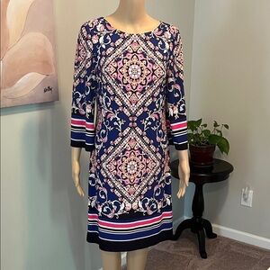 Jessica Howard Floral Geometric Long Sleeve Dress